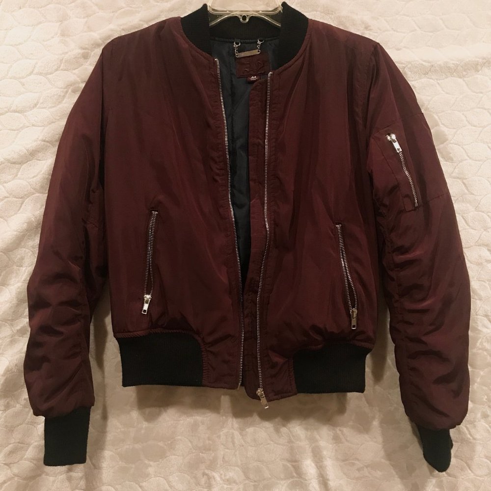 Women's Maroon Bomber Jacket